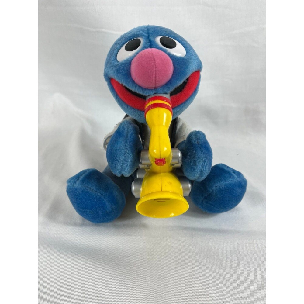 Vintage 1999 Tyco Sesame Street Saxophone Grover Plush - Tested Works